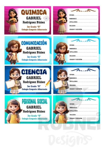 Estudiante girl colores 02 Etiqueta